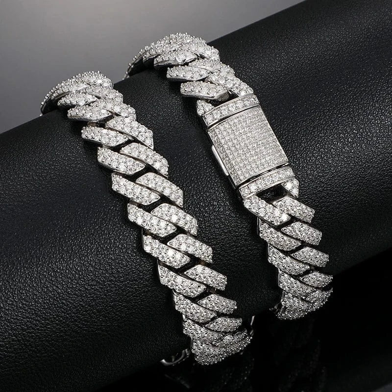14MM Square - Edge Moissanite Cuban Link Chain 16 IN - Shop Gold Supply