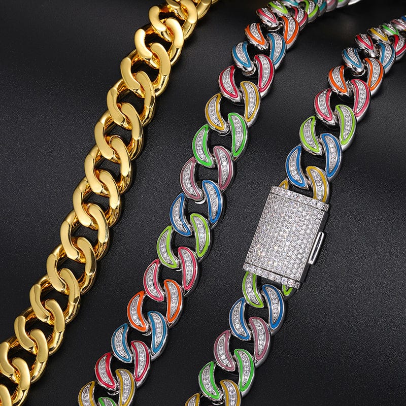 18MM Glow Curve Cuban Link Chain – “Luminous Wave” Edition White Gold 8 IN (Bracelet) - Shop Gold Supply