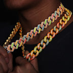 18MM Glow Square - Edge Cuban Link Chain – “Neon Bricks” Edition White Gold 8 IN (Bracelet) - Shop Gold Supply