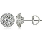 8.8MM Moissanite Pavé Dome Stud Earrings – “Infinite Shine” Edition White Gold - Shop Gold Supply