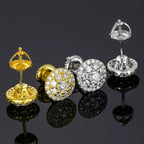 8.8MM Moissanite Pavé Dome Stud Earrings – “Infinite Shine” Edition White Gold - Shop Gold Supply