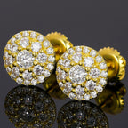 8.8MM Moissanite Pavé Dome Stud Earrings – “Infinite Shine” Edition White Gold - Shop Gold Supply