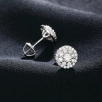 8.8MM Moissanite Pavé Dome Stud Earrings – “Infinite Shine” Edition White Gold - Shop Gold Supply