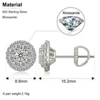 8.8MM Moissanite Pavé Dome Stud Earrings – “Infinite Shine” Edition White Gold - Shop Gold Supply
