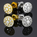 8.8MM Moissanite Pavé Dome Stud Earrings – “Infinite Shine” Edition White Gold - Shop Gold Supply