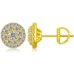 8.8MM Moissanite Pavé Dome Stud Earrings – “Infinite Shine” Edition Yellow Gold - Shop Gold Supply