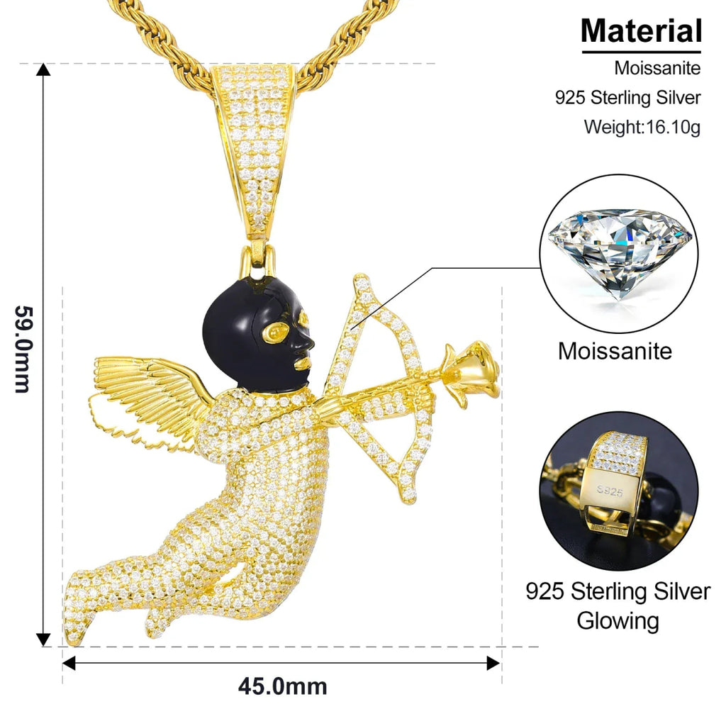 Angel Shooter Moissanite Pendant – “Love Struck” Edition White Gold - Shop Gold Supply