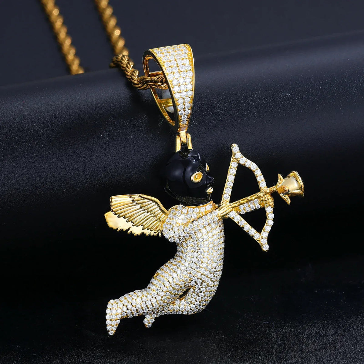 Angel Shooter Moissanite Pendant – “Love Struck” Edition Yellow Gold - Shop Gold Supply