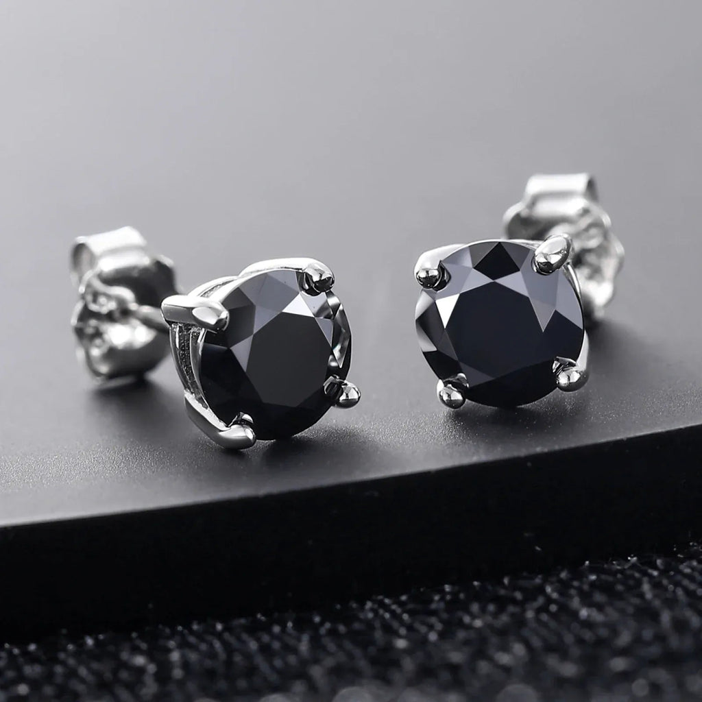 Black Moissanite Round Stud Earrings – “Shadow Ice” Edition White Gold 0.5 Carat (5MM) - Shop Gold Supply