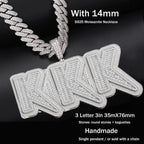 Custom Baguette Block Letter Pendant – “Masterpiece Forge” Edition VVS1 5A CZ White Gold Pendant Only - Shop Gold Supply
