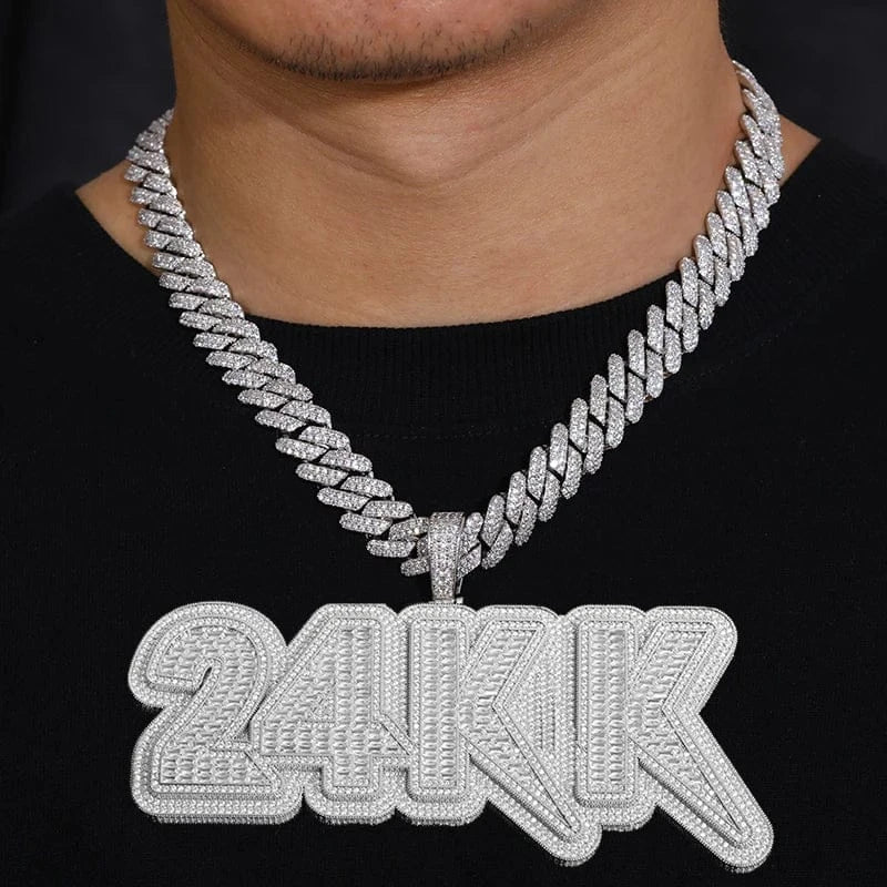 Custom Baguette Block Letter Pendant – “Masterpiece Forge” Edition VVS1 5A CZ White Gold Pendant Only - Shop Gold Supply