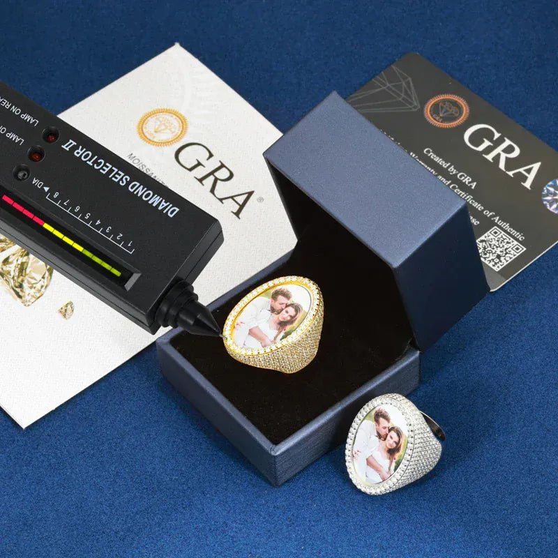 Custom Iced Photo Memory Ring – “Eternal Portrait” Edition VVS1 5A CZ Yellow Gold 9 - Shop Gold Supply
