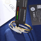 Floating Bar Bangle Bracelet – “Levitating Shine” Edition Moissanite 7 IN White Gold - Shop Gold Supply