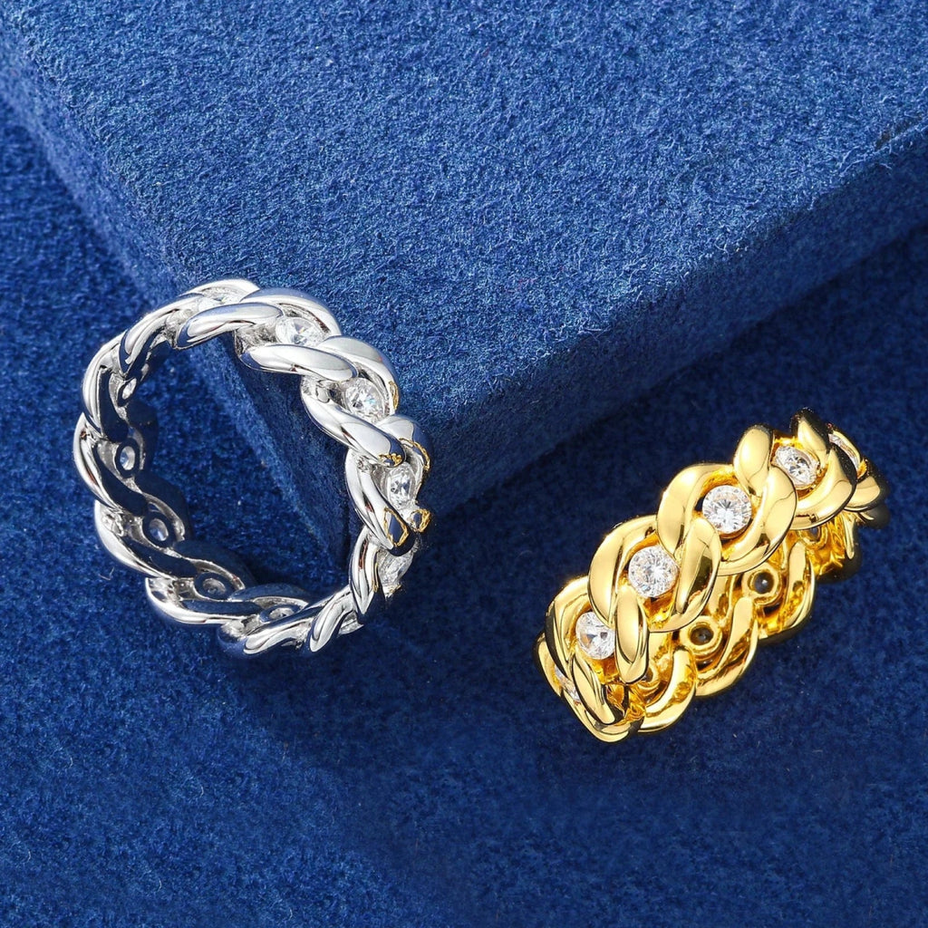 Floating Stone Cuban Link Ring – “Diamond Spine” Edition Gold 6 - Shop Gold Supply