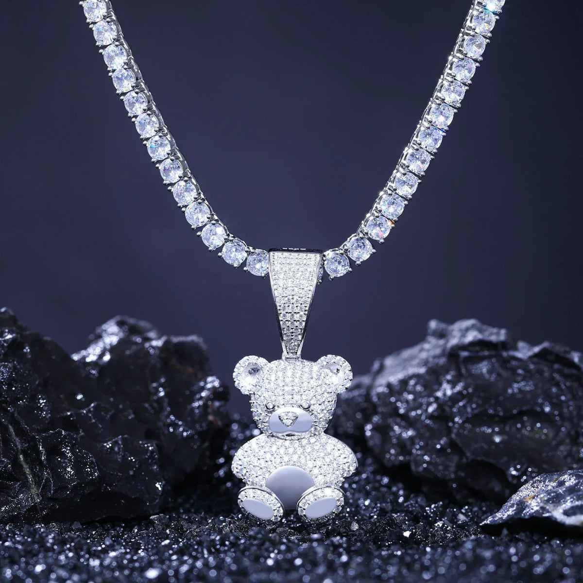 Iced Bear Moissanite Pendant – “Royal Cub” Edition White Gold - Shop Gold Supply