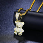 Iced Bear Moissanite Pendant – “Royal Cub” Edition White Gold - Shop Gold Supply