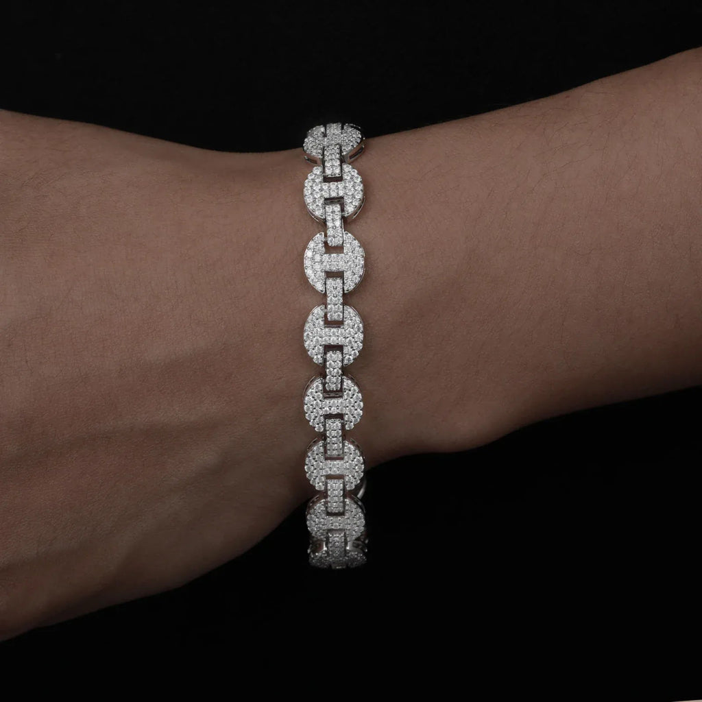 Iced Coffee Bean Link Bracelet – “Frost Bite” Edition 6MM 6 IN - Shop Gold Supply