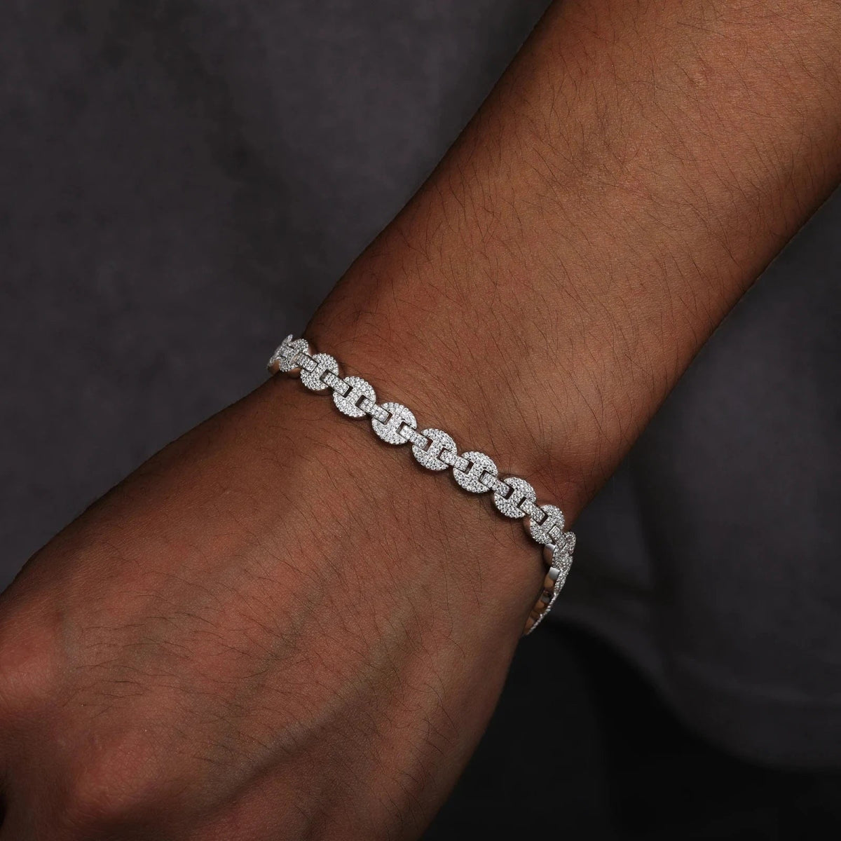 Iced Coffee Bean Link Bracelet – “Frost Bite” Edition 6MM 6 IN - Shop Gold Supply