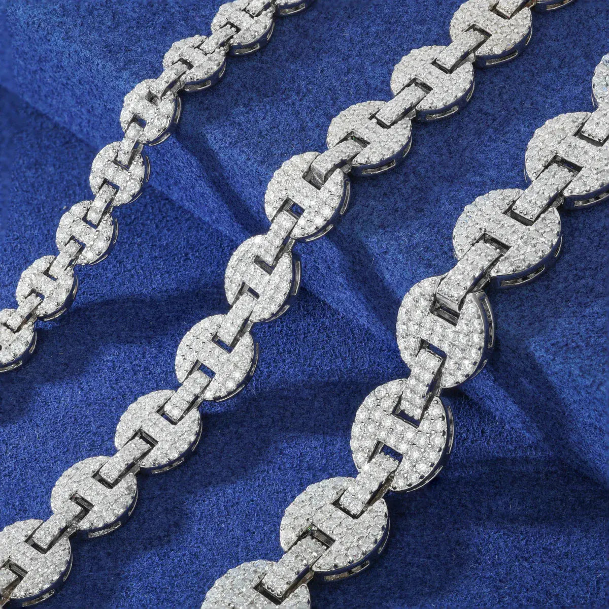 6MM / 18 IN (Necklace) Iced Coffee Bean Link Chain – “Frost Bite” Edition - The Gold Supply