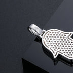 Iced Hamsa Moissanite Pendant – “Divine Protection” Edition White Gold - Shop Gold Supply