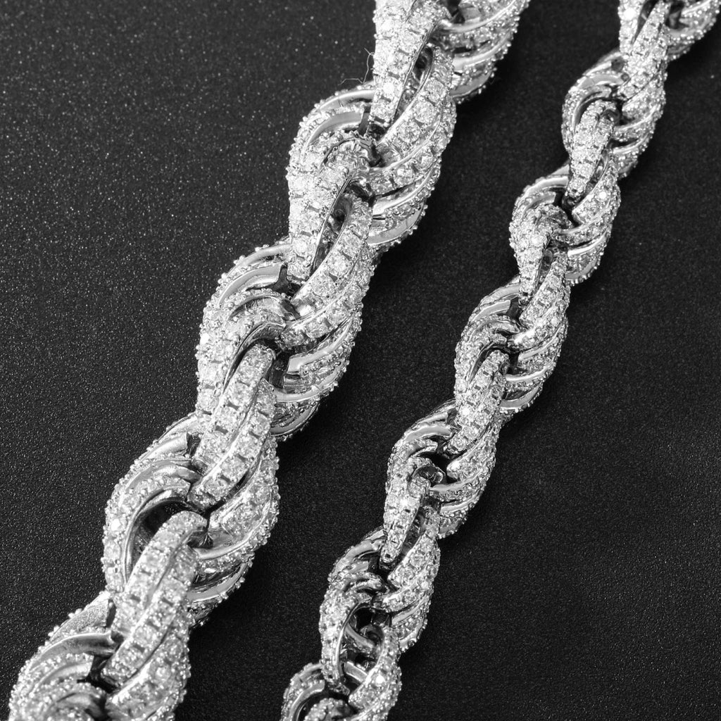 Iced Rope Bracelet – “Glacier Twist” Edition White Gold 6 IN 8MM Moissanite - Shop Gold Supply