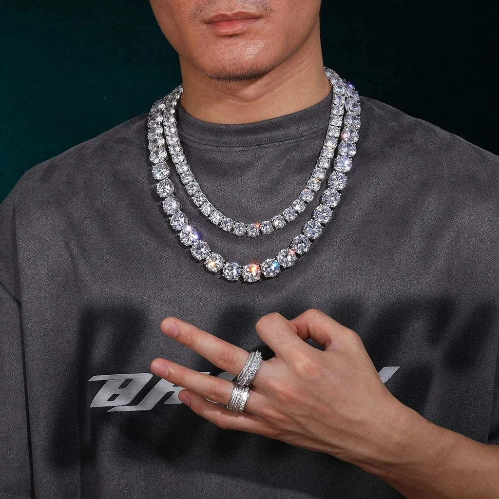 Iced Titan Moissanite Side Set Tennis Chain – “Heavyweight Halo” Edition Yellow Gold 16 IN (Necklace) - Shop Gold Supply