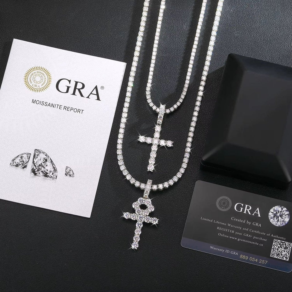 Line Set Moissanite Ankh Pendant – “Life Eternal” Edition Small - Shop Gold Supply