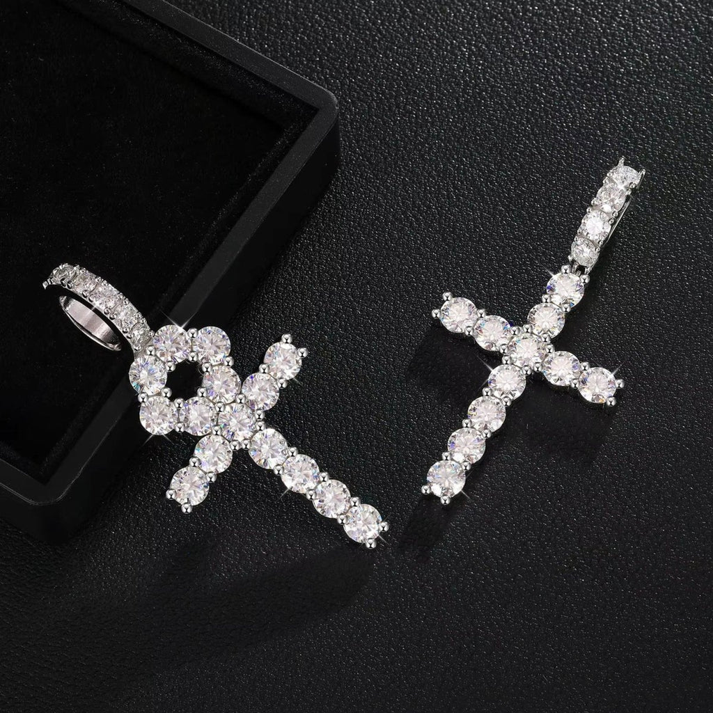 Line Set Moissanite Cross Pendant – “Pure Brilliance” Edition - Shop Gold Supply