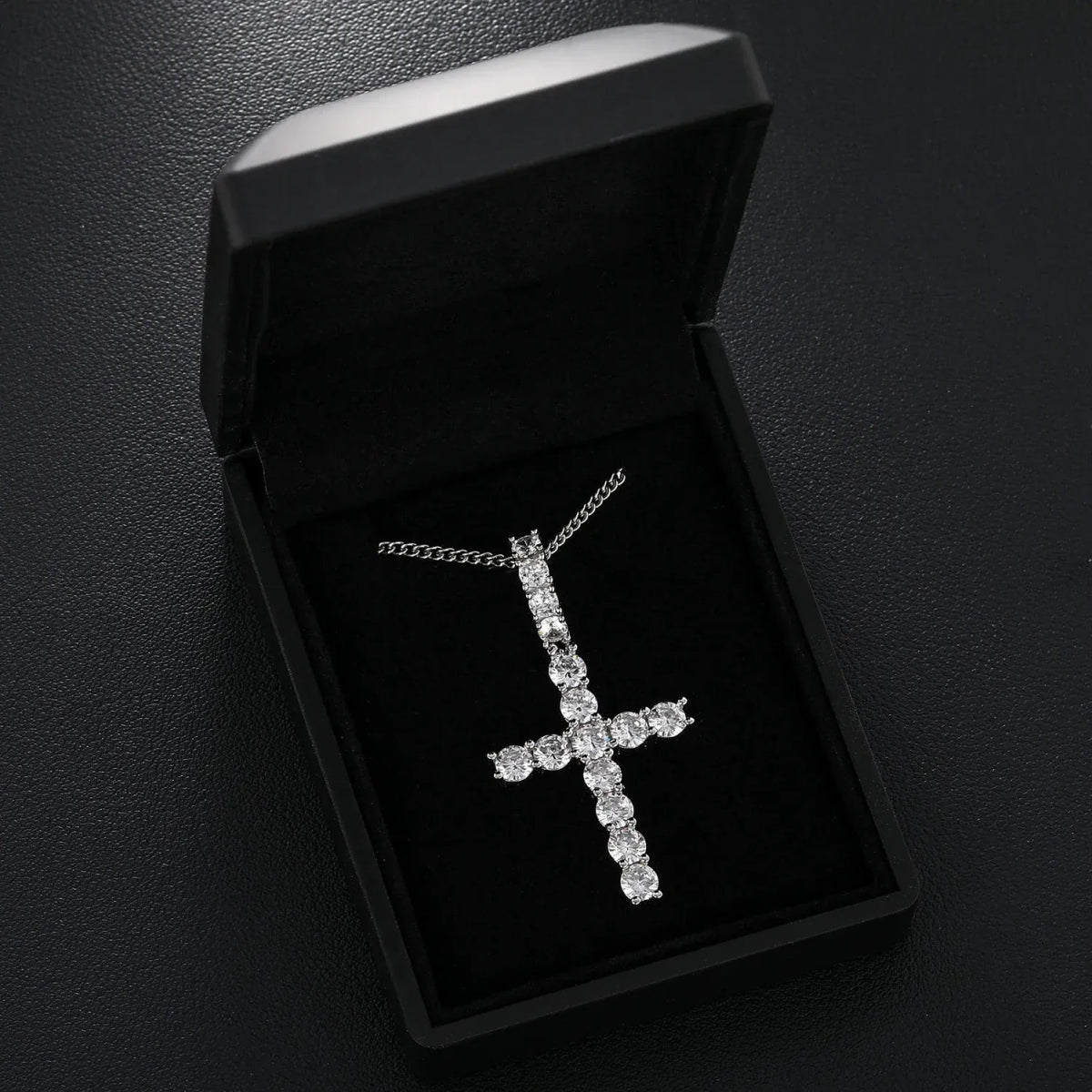 Line Set Moissanite Cross Pendant – “Pure Brilliance” Edition - Shop Gold Supply