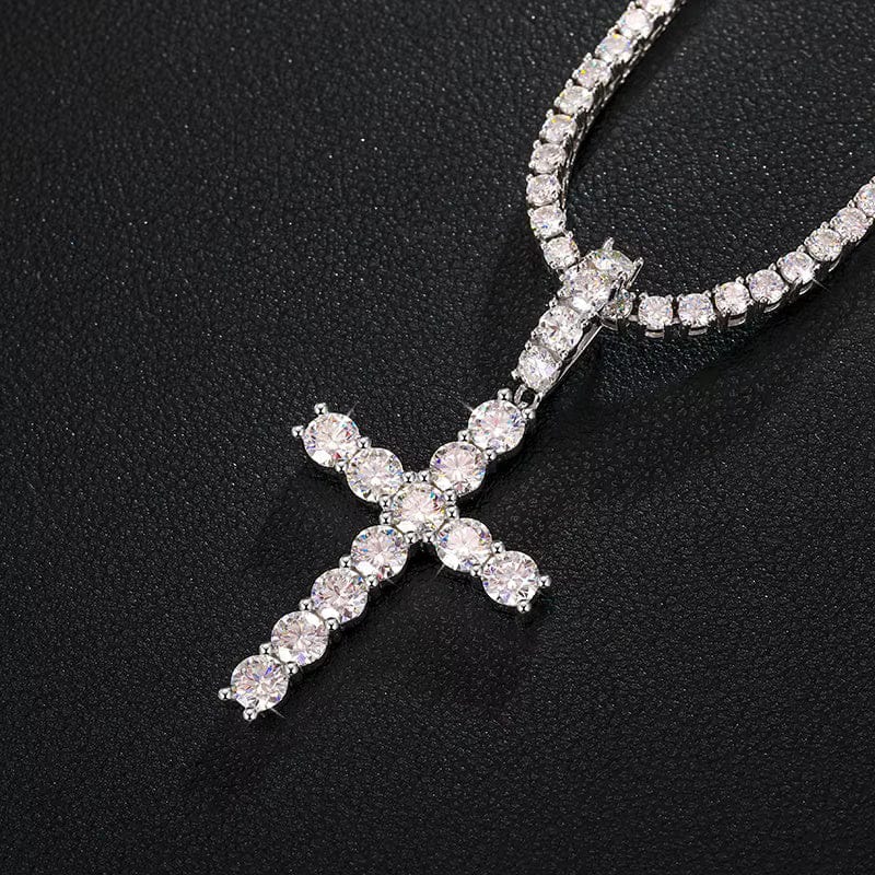 Line Set Moissanite Cross Pendant – “Pure Brilliance” Edition - Shop Gold Supply