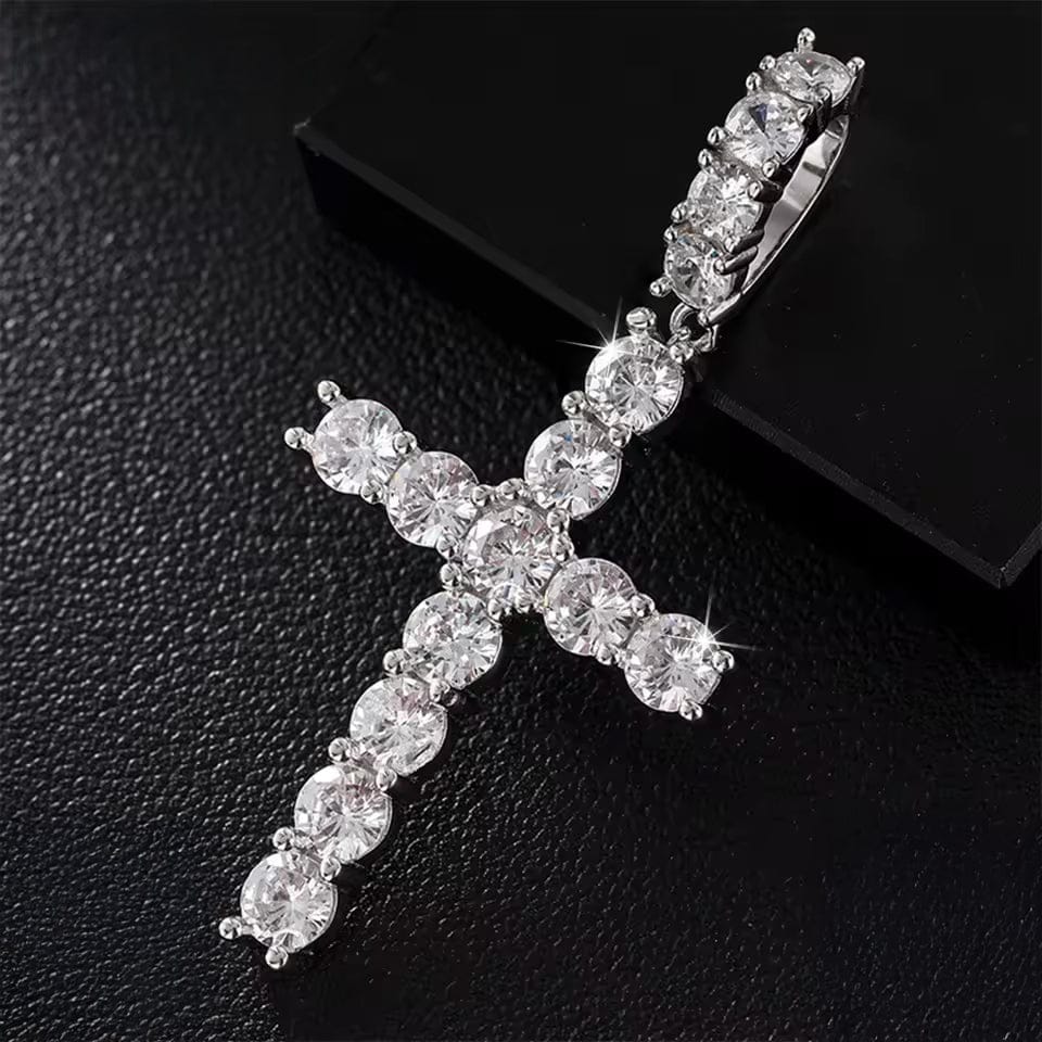 Line Set Moissanite Cross Pendant – “Pure Brilliance” Edition - Shop Gold Supply