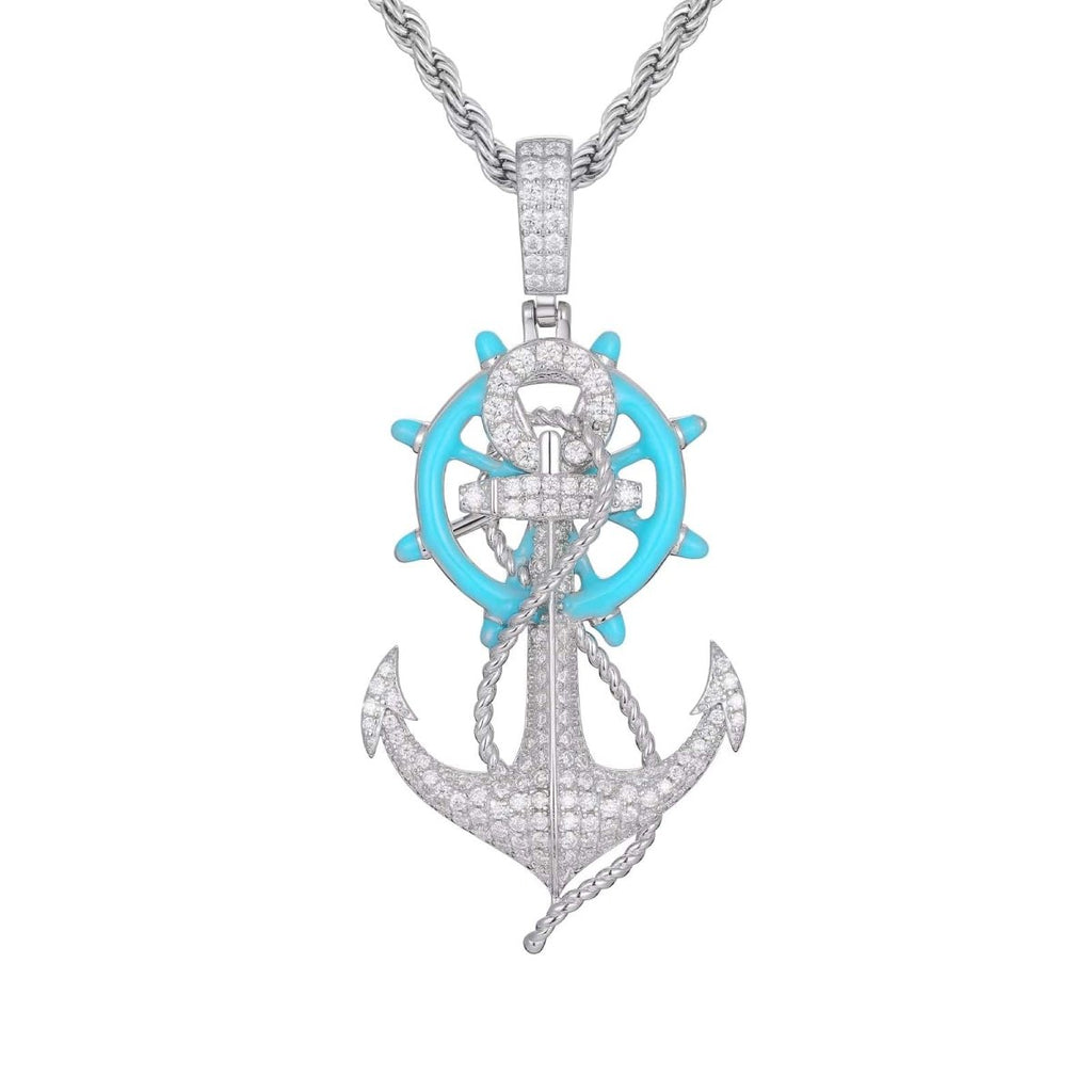 Moissanite Glow Anchor Helm Pendant – “Stormproof” Edition Yellow Gold - Shop Gold Supply