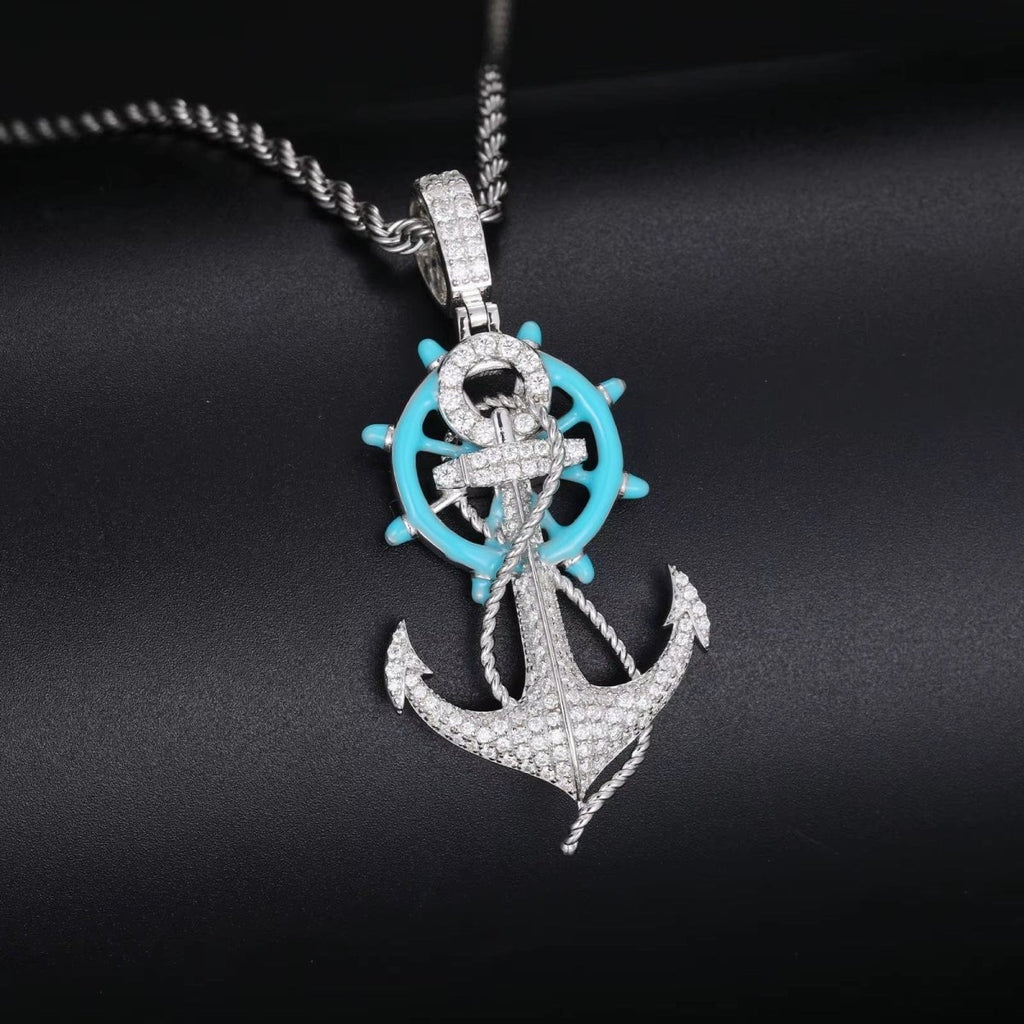 Moissanite Glow Anchor Helm Pendant – “Stormproof” Edition Yellow Gold - Shop Gold Supply