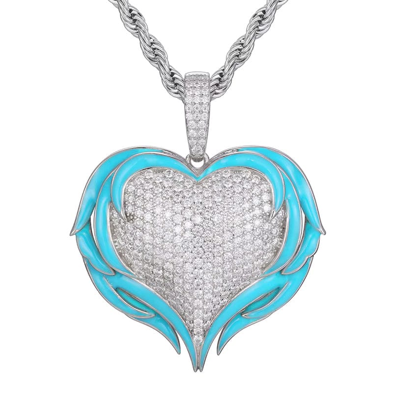 Moissanite Glow Angel Heart Pendant – “Divine Flame” Edition - Shop Gold Supply