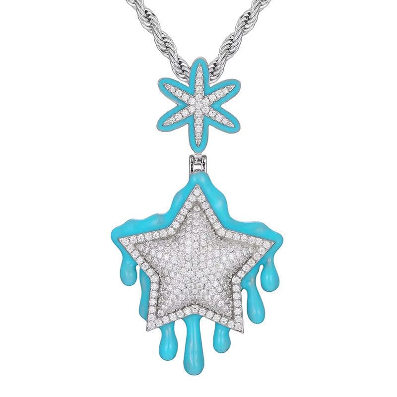Moissanite Glow Drip Star Pendant – “Stellar Melt” Edition - The Gold Supply