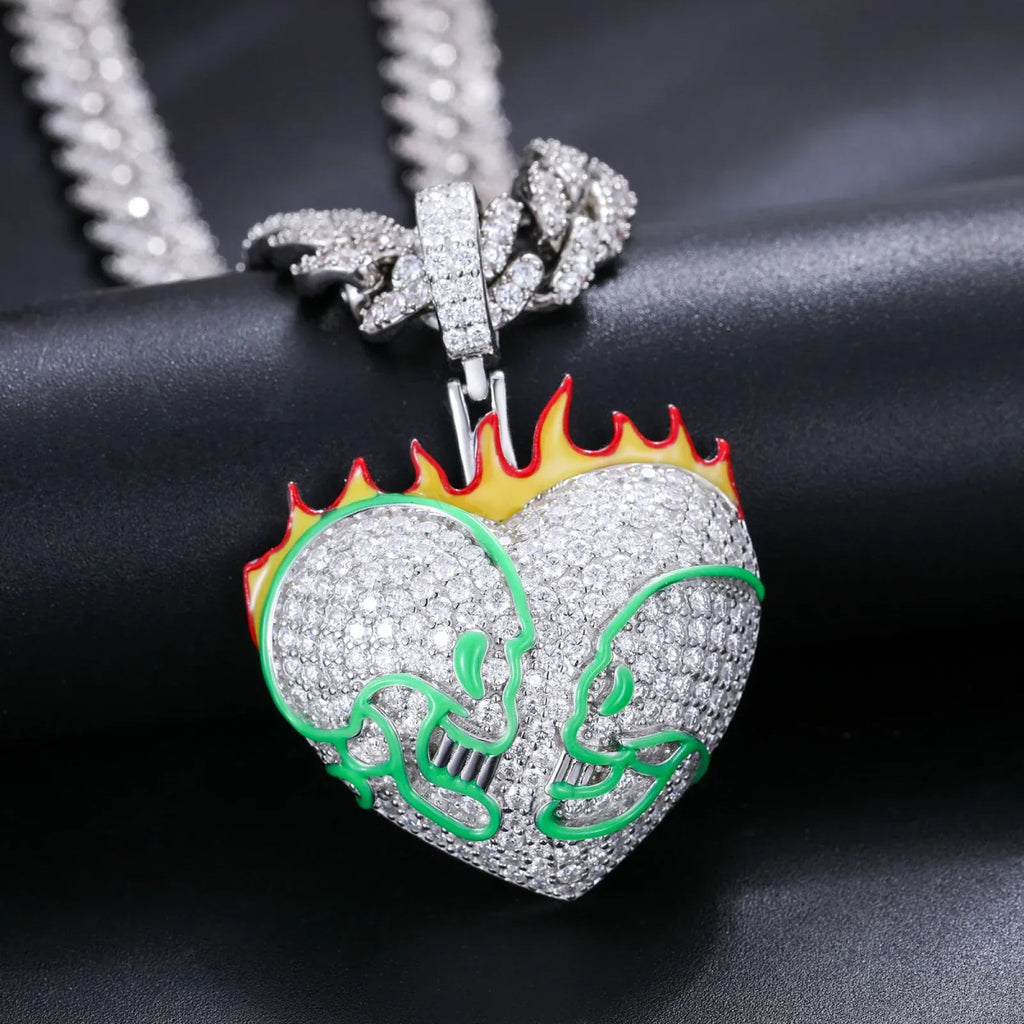 Moissanite Glow Fire Heart Pendant – “Burning Desire” Edition - Shop Gold Supply
