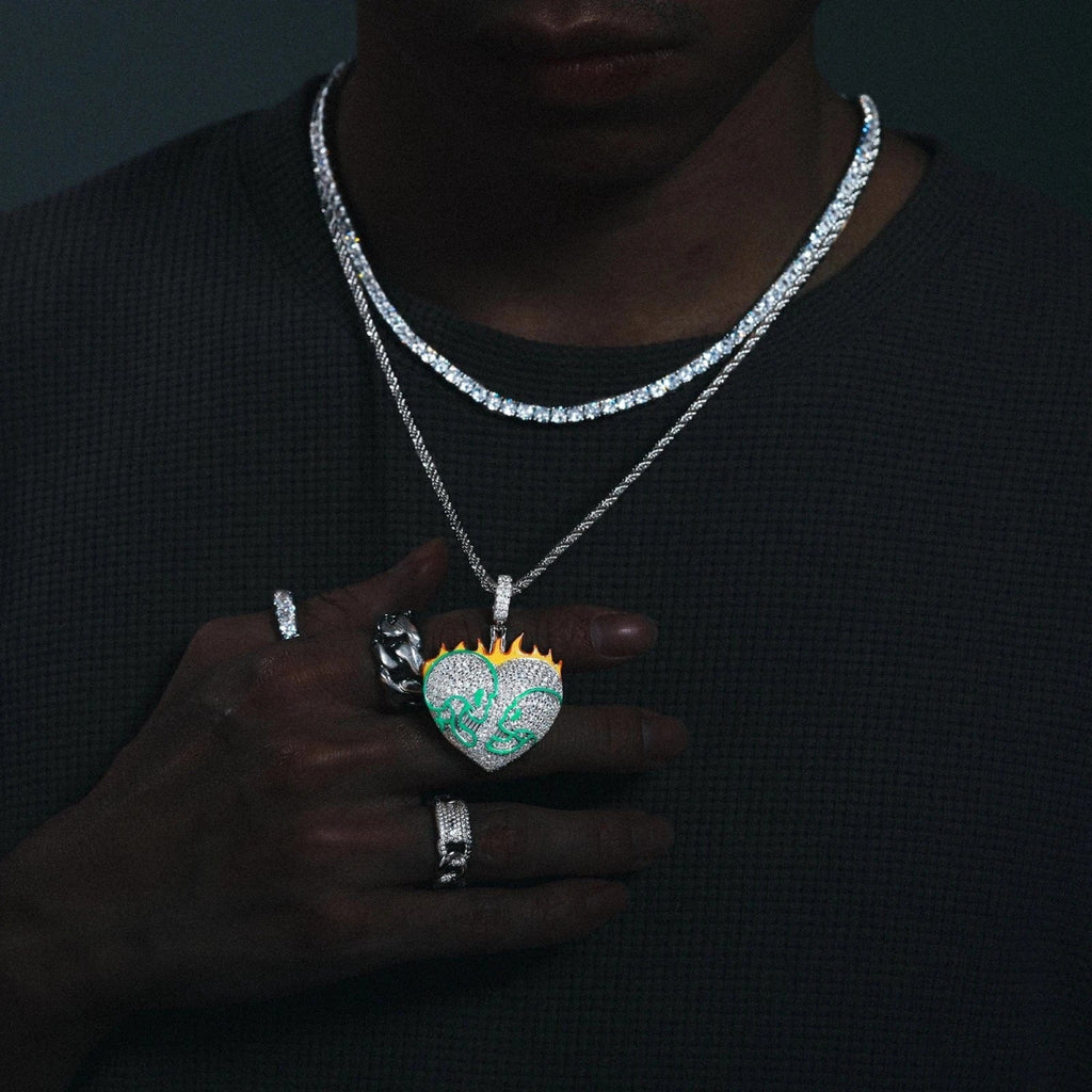Moissanite Glow Fire Heart Pendant – “Burning Desire” Edition - Shop Gold Supply