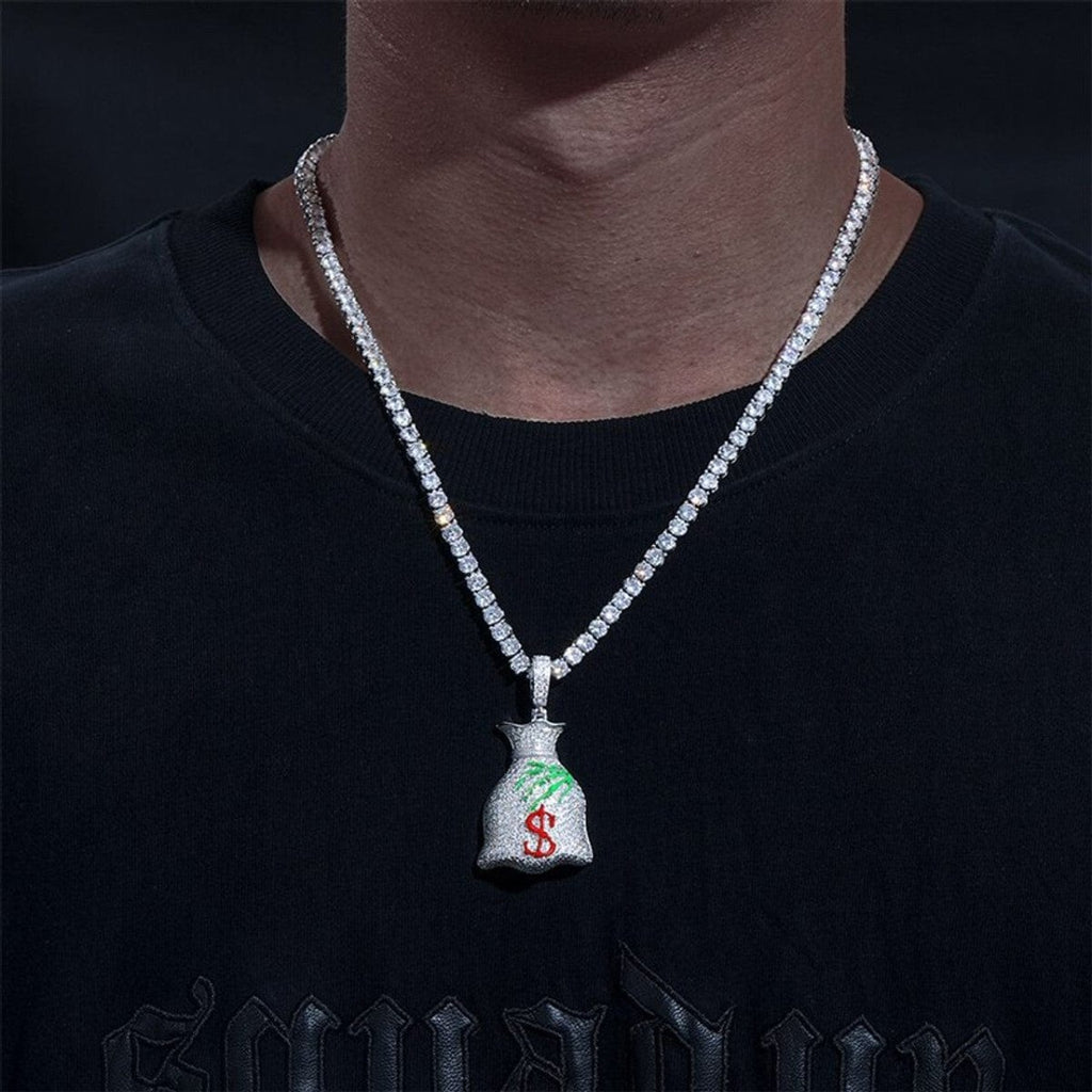Moissanite Glow Money Bag Pendant – “Secure the Bag” Edition - Shop Gold Supply