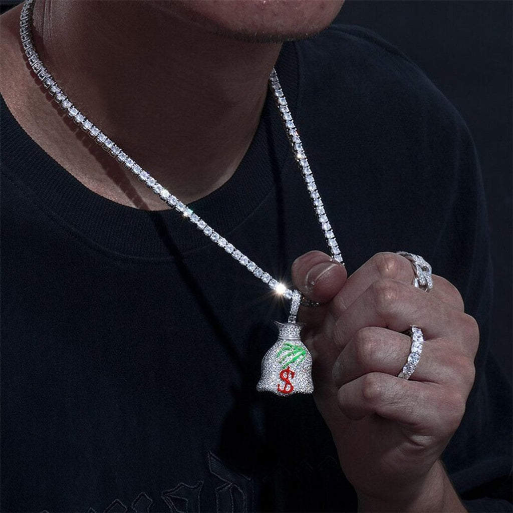 Moissanite Glow Money Bag Pendant – “Secure the Bag” Edition - Shop Gold Supply