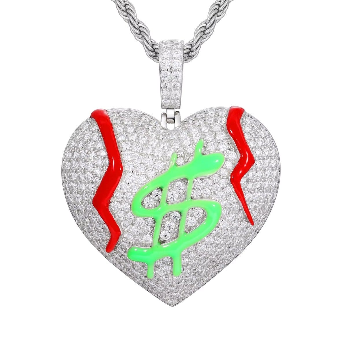 Moissanite Glow Money Heart Pendant – “Broken Rich” Edition - The Gold Supply