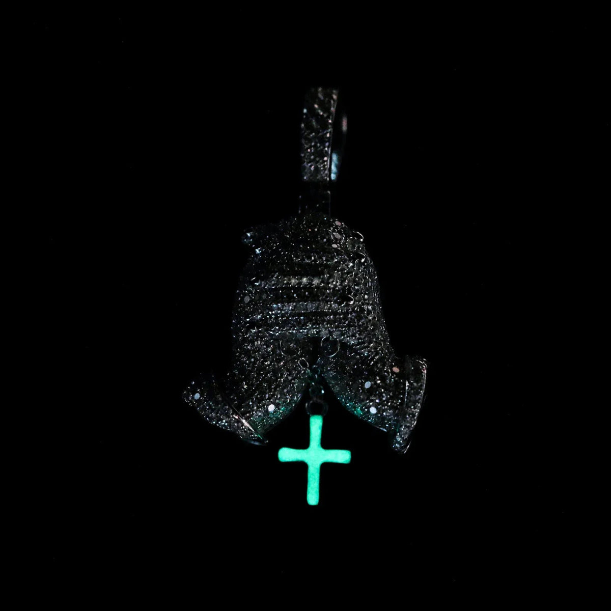 Moissanite Glow Prayer Hands Pendant – “Blessed Drip” Edition - Shop Gold Supply