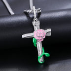 Moissanite Glow Rose Cross Pendant – “Eternal Bloom” Edition - Shop Gold Supply