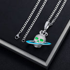 Moissanite Glow Skull Saturn Pendant – “Cosmic Reign” Edition - Shop Gold Supply