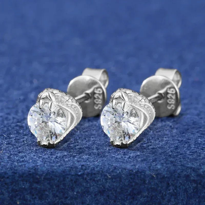 Moissanite Snakehead Stud Earrings – “Venom Strike” Edition White Gold - Shop Gold Supply