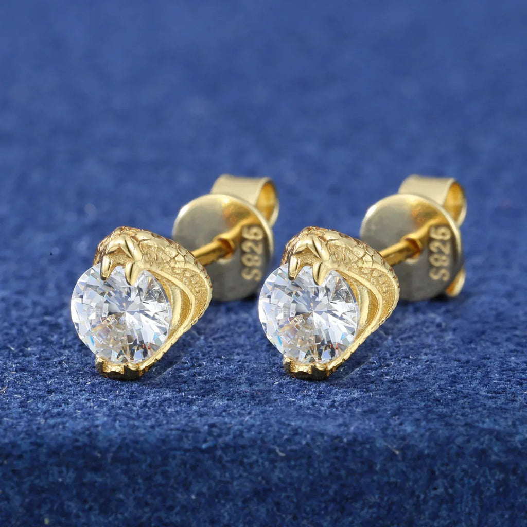 Moissanite Snakehead Stud Earrings – “Venom Strike” Edition White Gold - Shop Gold Supply