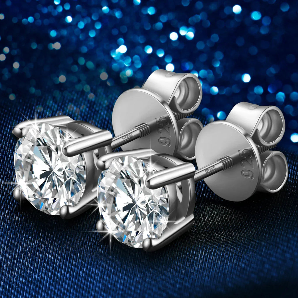 Moissanite Stud Earrings 3MM 925 Silver White Gold - Shop Gold Supply