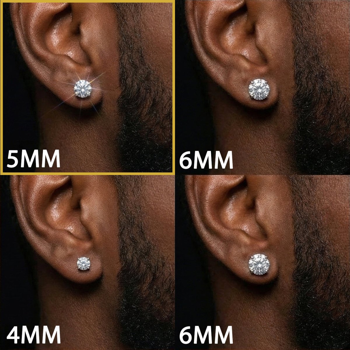 Moissanite Stud Earrings (Set of 2) 5MM 925 Silver White Gold - Shop Gold Supply