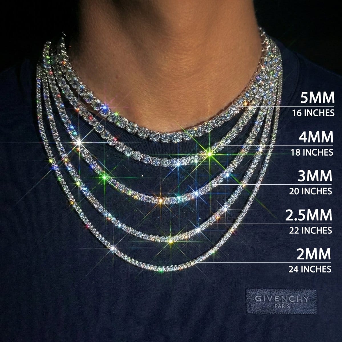 White Gold / 2MM / 16 IN (Necklace) Moissanite Tennis Chain – “Eternal Shine” Edition - The Gold Supply