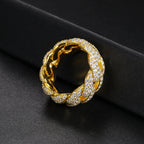 Pavé Cuban Link Ring – “Royal Ice Weave” Edition Yellow Gold 7 - Shop Gold Supply