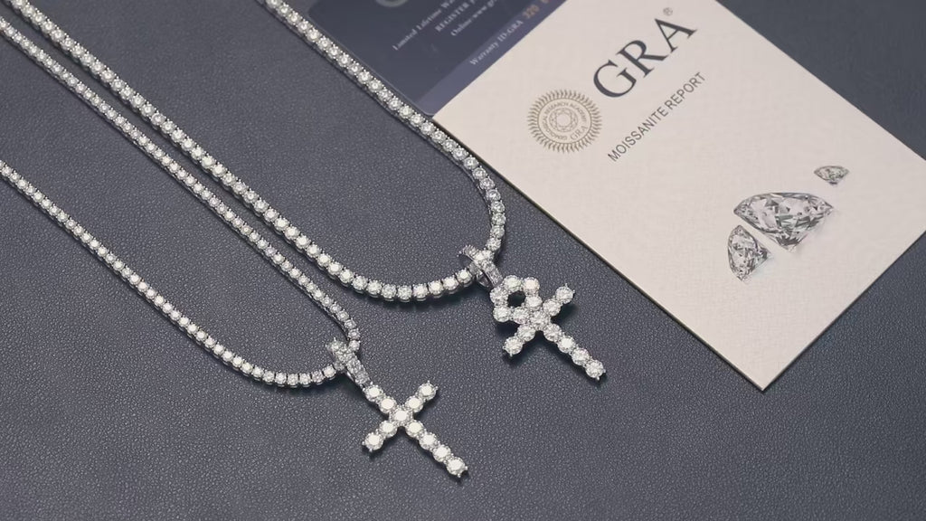 Line Set Moissanite Ankh Pendant – “Life Eternal” Edition
